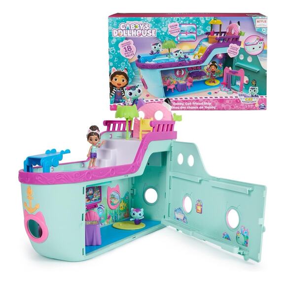 Gabby's Dollhouse, Gabby Cat Friend Ship, Cruise Ship Toy with 2 Toy Figures,... - Picture 1 of 2